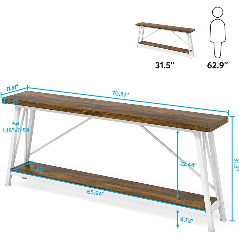 70.9 Inches Long Narrow Sofa Table Behind Couch for Entryway