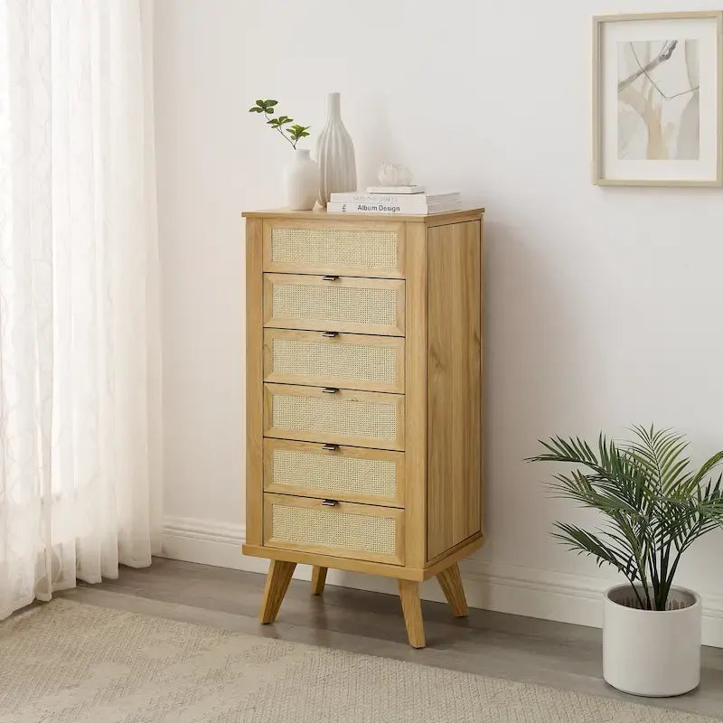 Adelphi Cane 5-Drawer Jewelry Armoire