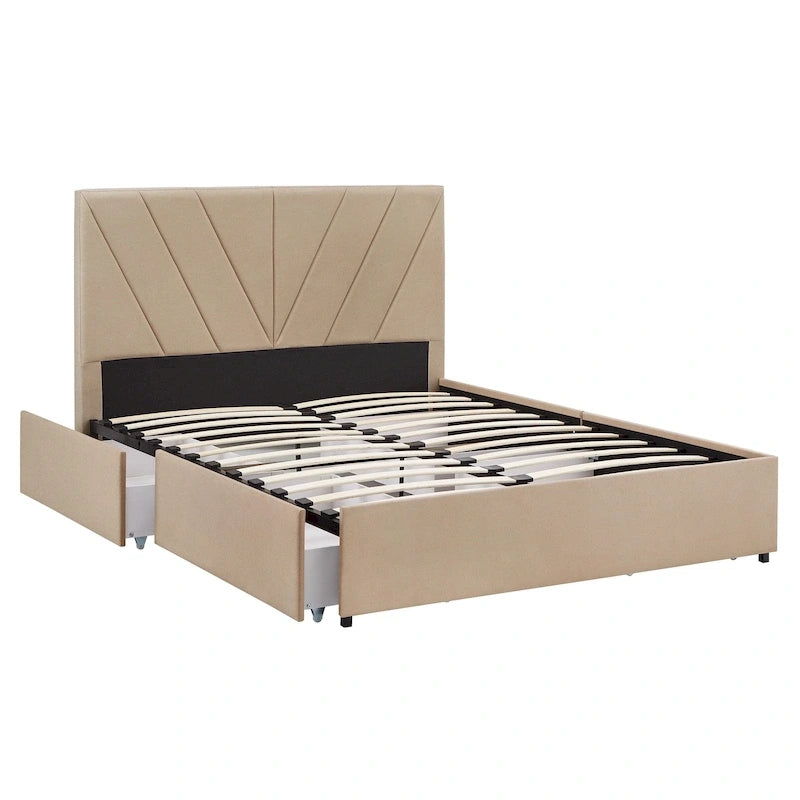 Arlert V-Channel Headboard Storage Platform Bed by iNSPIRE Q Modern