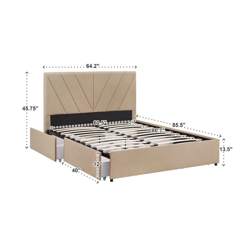 Arlert V-Channel Headboard Storage Platform Bed by iNSPIRE Q Modern