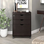 Contemporary 3-Drawer Lockable Mobile File Cabinet – White Oak or Red Cocoa