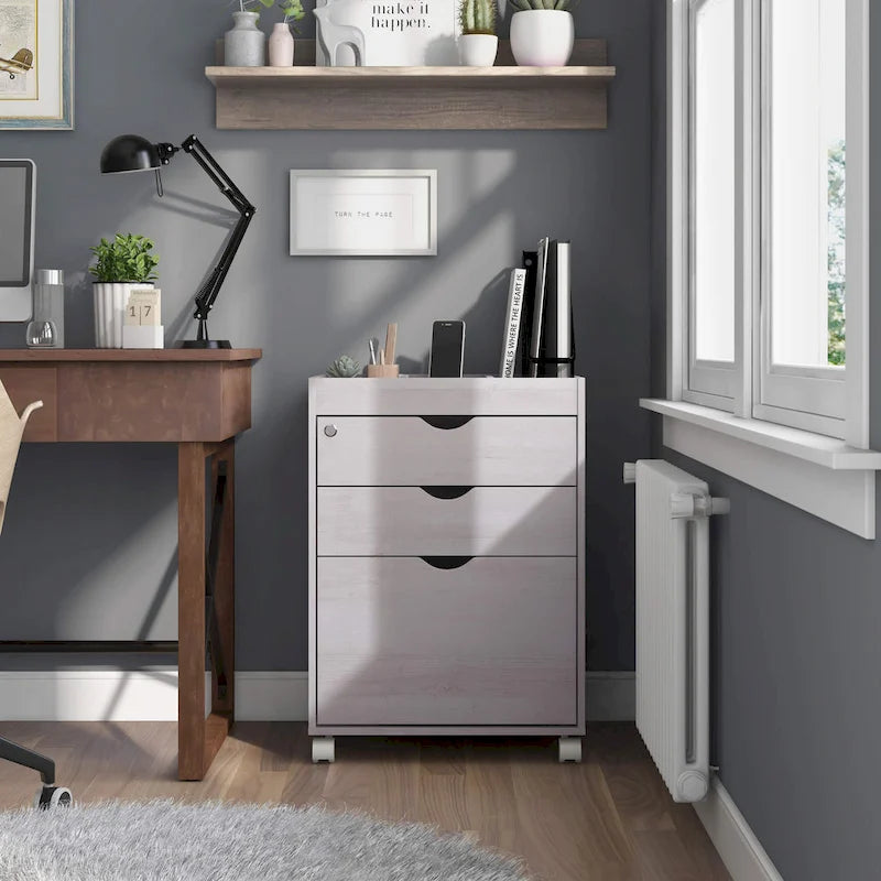 Jolene Contemporary 3-Drawer Lockable and Mobile File Cabinet by 