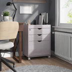 Contemporary 3-Drawer Lockable Mobile File Cabinet – White Oak or Red Cocoa