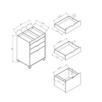 Contemporary 3-Drawer Lockable Mobile File Cabinet – White Oak or Red Cocoa
