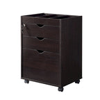 Contemporary 3-Drawer Lockable Mobile File Cabinet – White Oak or Red Cocoa