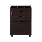 Contemporary 3-Drawer Lockable Mobile File Cabinet – White Oak or Red Cocoa