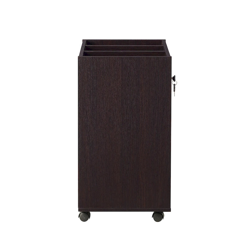 Contemporary 3-Drawer Lockable Mobile File Cabinet – White Oak or Red Cocoa