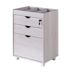 Contemporary 3-Drawer Lockable Mobile File Cabinet – White Oak or Red Cocoa