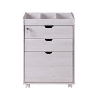Contemporary 3-Drawer Lockable Mobile File Cabinet – White Oak or Red Cocoa