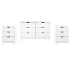 Purcell Pine Wood 3-Piece Bedroom Set with 6-Drawer Dresser and 3-Drawer Nightstands (Set of 2)
