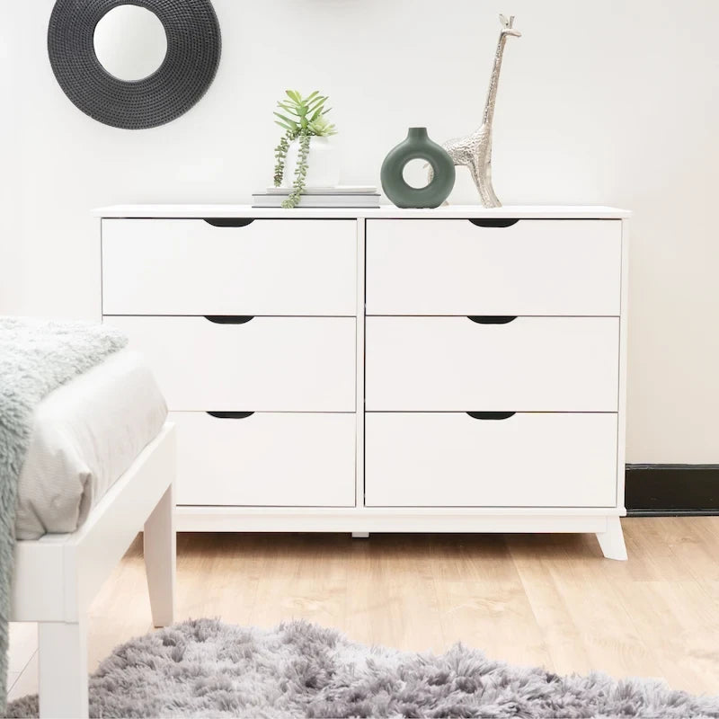 Purcell Pine Wood 3-Piece Bedroom Set with 6-Drawer Dresser and 3-Drawer Nightstands (Set of 2)