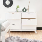Purcell Pine Wood 3-Piece Bedroom Set with 6-Drawer Dresser and 3-Drawer Nightstands (Set of 2)