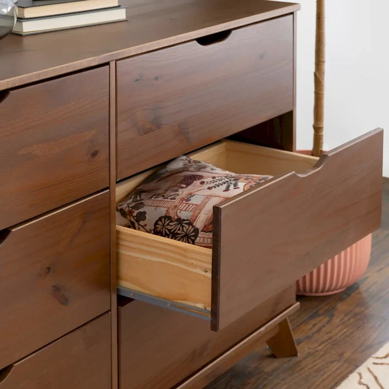 Purcell Pine Wood 3-Piece Bedroom Set with 6-Drawer Dresser and 3-Drawer Nightstands (Set of 2)