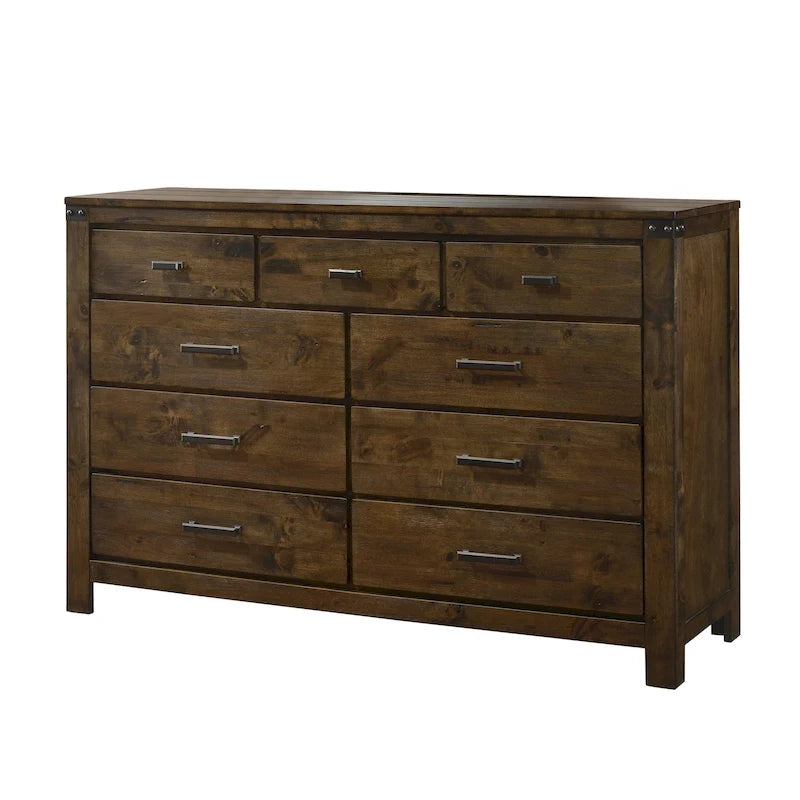 Joell 6 Piece Brown Ructic Panel Bedroom Set