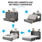 Mixoy Murphy Bed Cabinet Bed Chest with Mattress & Drawer