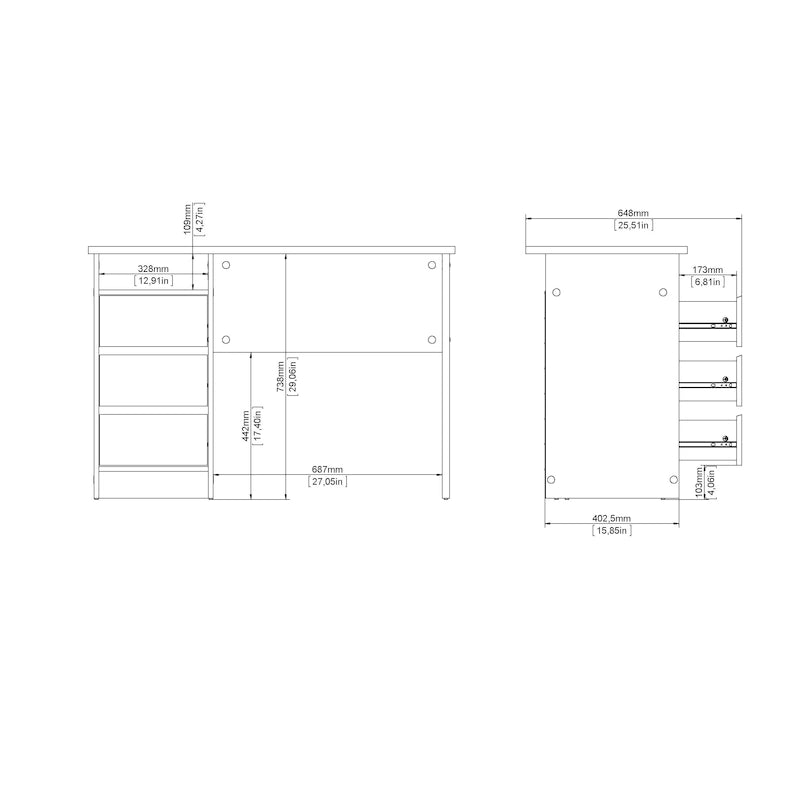 Porch & Den Wes Home Office Writing Desk with 3 Drawers and Open Shelf