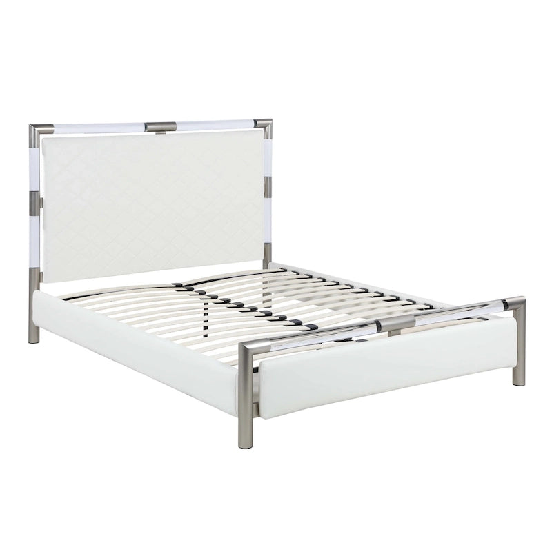 Contemporary Upholstered Bedroom Set with Bed, Buffet & Lamp Table