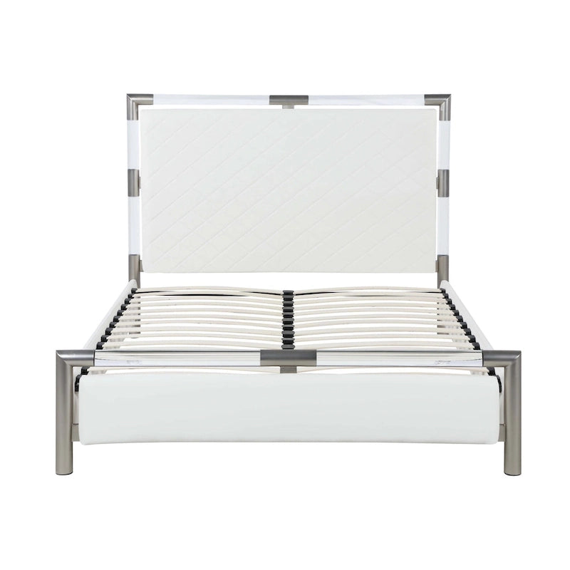 Contemporary Upholstered Bedroom Set with Bed, Buffet & Lamp Table