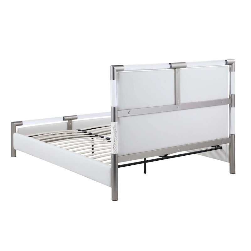 Contemporary Upholstered Bedroom Set with Bed, Buffet & Lamp Table