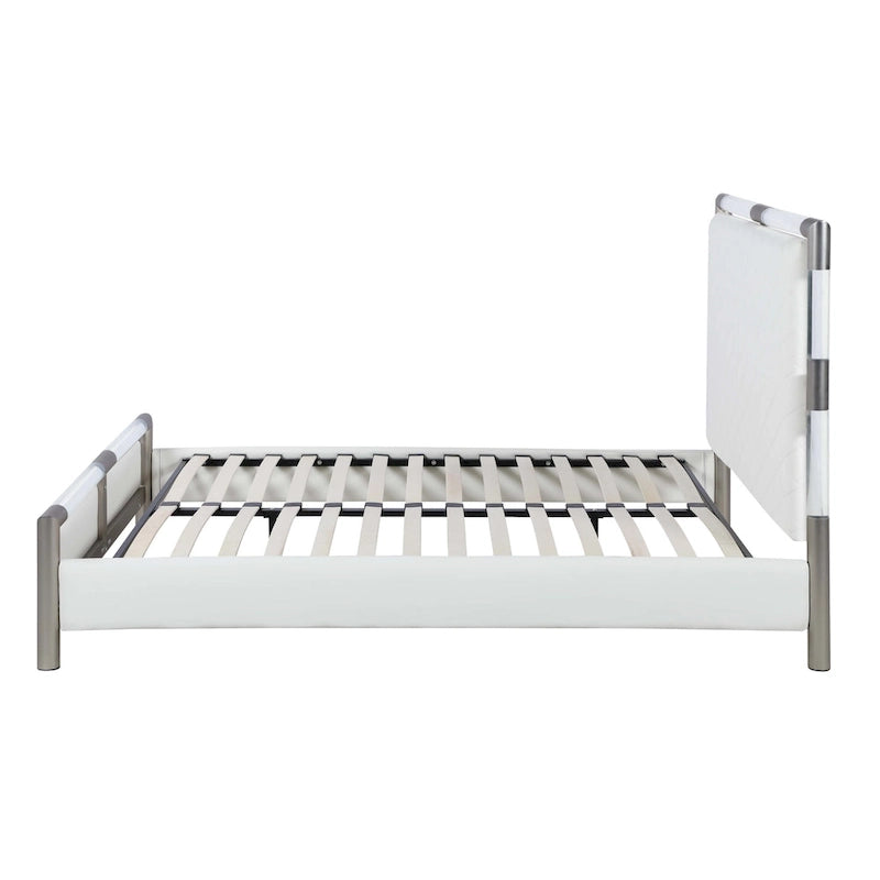 Contemporary Upholstered Bedroom Set with Bed, Buffet & Lamp Table