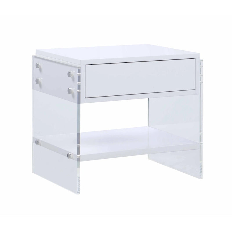 Contemporary Upholstered Bedroom Set with Bed, Buffet & Lamp Table