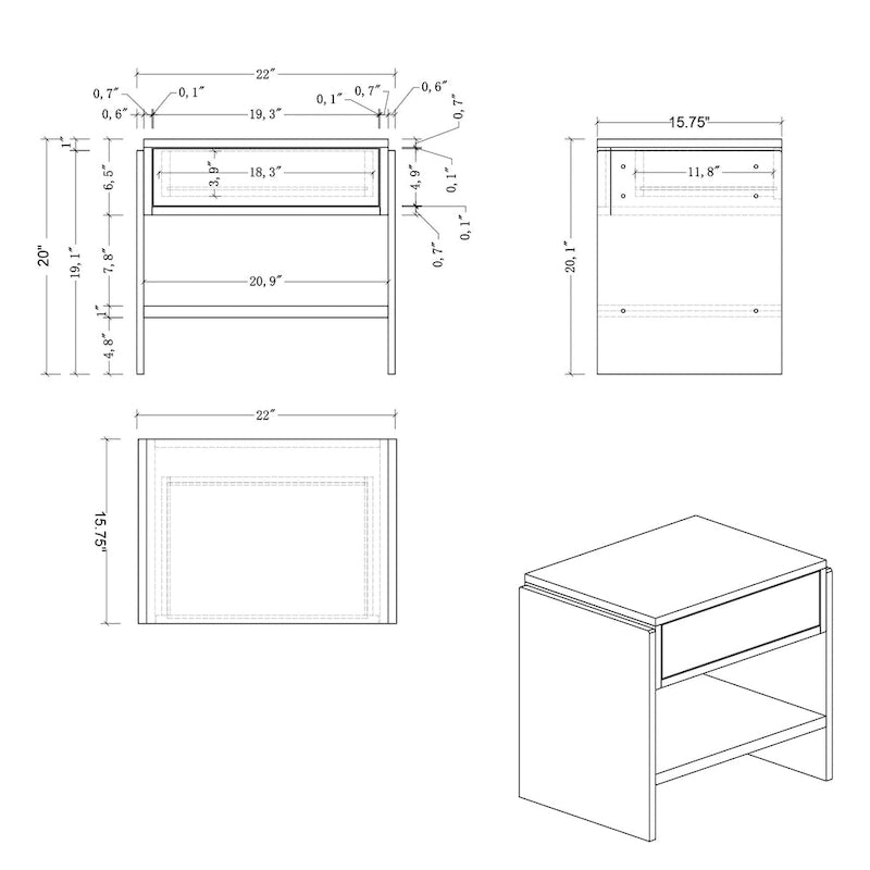Contemporary Upholstered Bedroom Set with Bed, Buffet & Lamp Table
