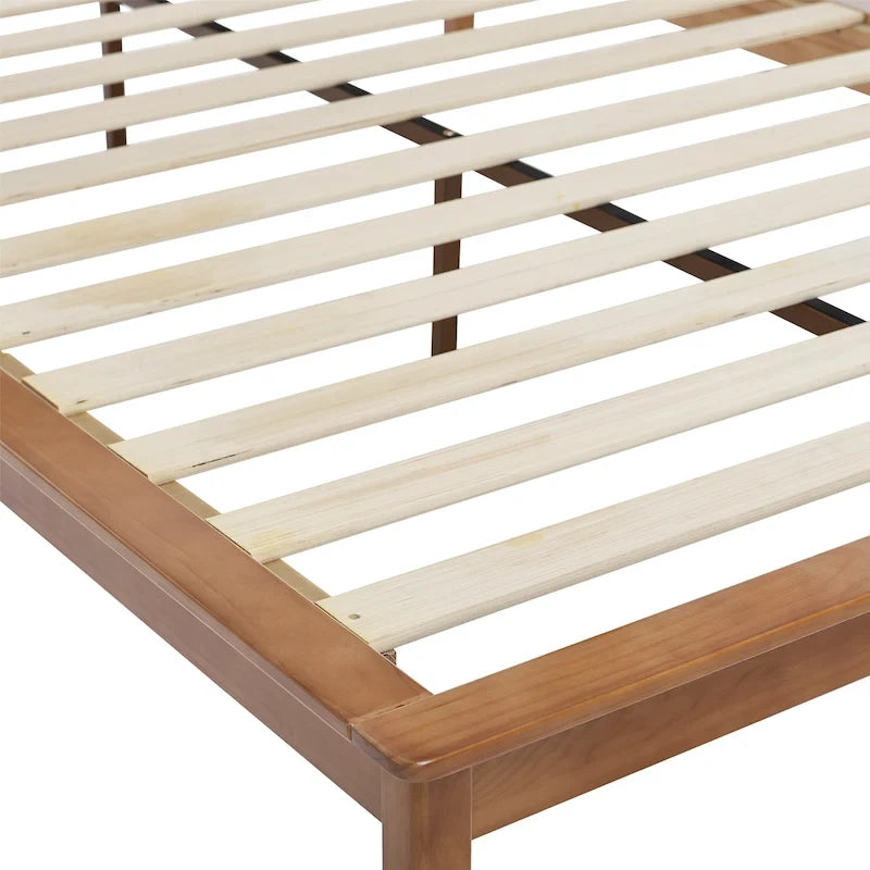 MUSEHOMEINC Low Profile Modern Wooden Platform Bed with Adjustable Height Headboard for Bedroom, Wooden Bed Frame with Headboard