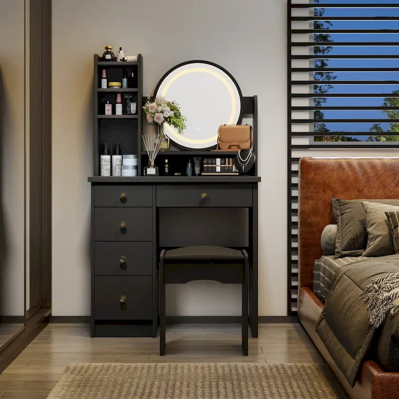 Makeup Vanity Dressing Table Set With Touch Screen Mirror & Stool