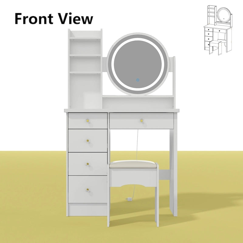 Makeup Vanity Dressing Table Set With Touch Screen Mirror & Stool