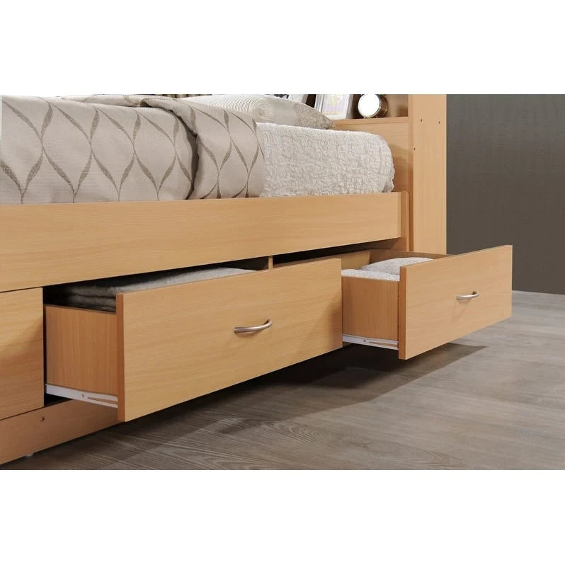 Hodedah Twin-Size Captain Bed with 3-Drawers and Headboard