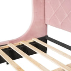 Queen Size Platform Bed with Wingback Headboard and a Big Drawer