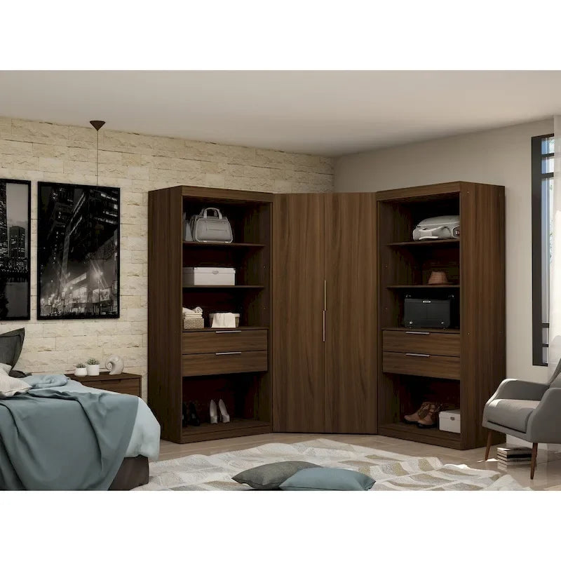 Mulberry 2.0 Semi Open 3 Sectional Modern 4 Drawer Wardrobe Corner Closet Set of 3