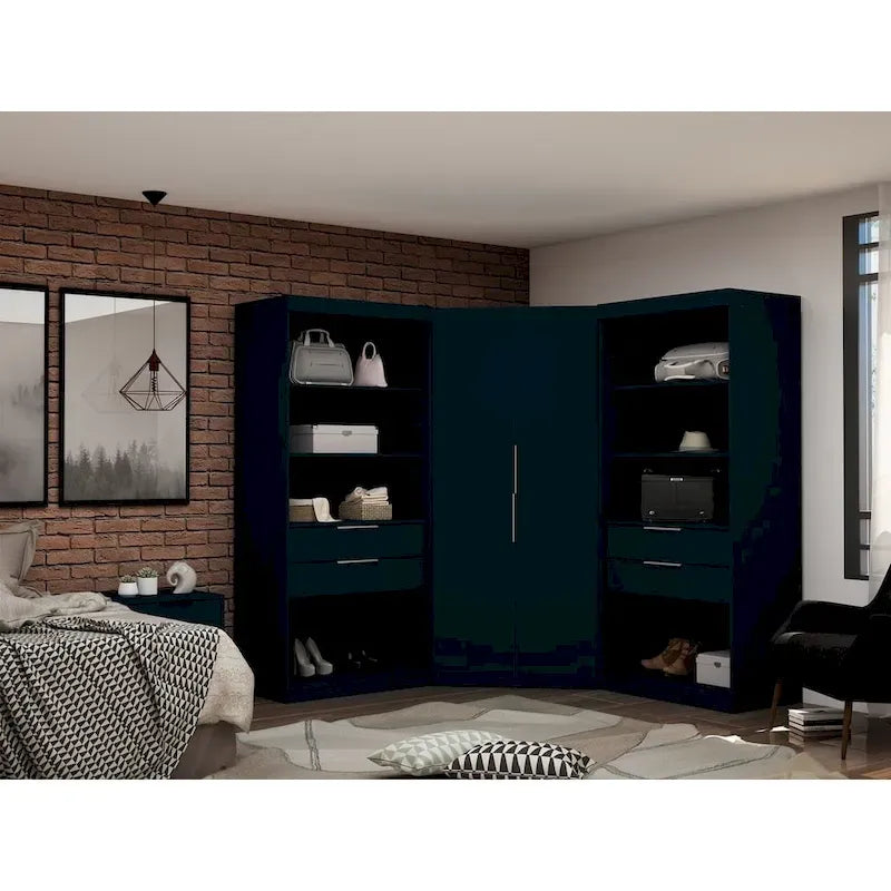 Mulberry 2.0 Semi Open 3 Sectional Modern 4 Drawer Wardrobe Corner Closet Set of 3