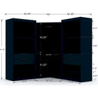 Mulberry 2.0 Semi Open 3 Sectional Modern 4 Drawer Wardrobe Corner Closet Set of 3