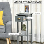 HOMCOM 2-Tier Night Stand with Drawer, Narrow End Table with Bottom Shelf, for Living Room or Bedroom