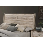 Roundhill Furniture Imerland Contemporary White Wash Finish Bedroom Set with Sleigh Bed, Dresser, Mirror, Two Nightstands, Chest