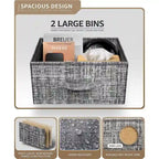 2-Drawer Nightstand with Steel Frame, Wood Top & Fabric Bins – Compact Bedside