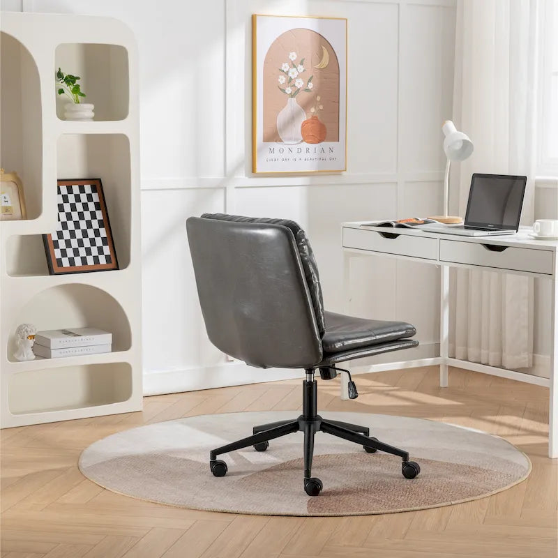Roundhill Bizerte Adjustable Swivel Criss Cross Chair, Wide Seat Office Chair Vanity Chair