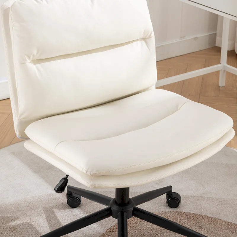Roundhill Bizerte Adjustable Swivel Criss Cross Chair, Wide Seat Office Chair Vanity Chair
