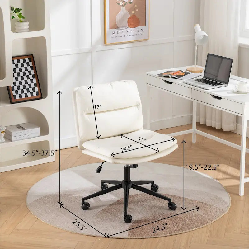 Roundhill Bizerte Adjustable Swivel Criss Cross Chair, Wide Seat Office Chair Vanity Chair