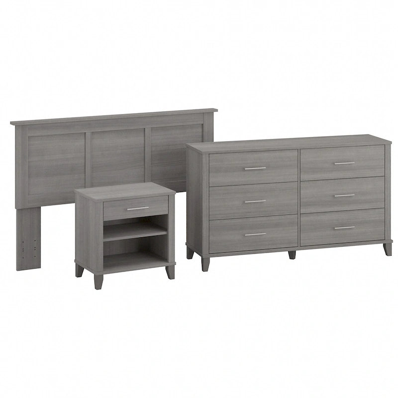 Somerset Ash Grey Headboard, Dresser and Nightstand Bedroom Set