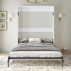 Mixoy Murphy Bed,Folding Wall Bed with 2 Side Cabinet Shelves