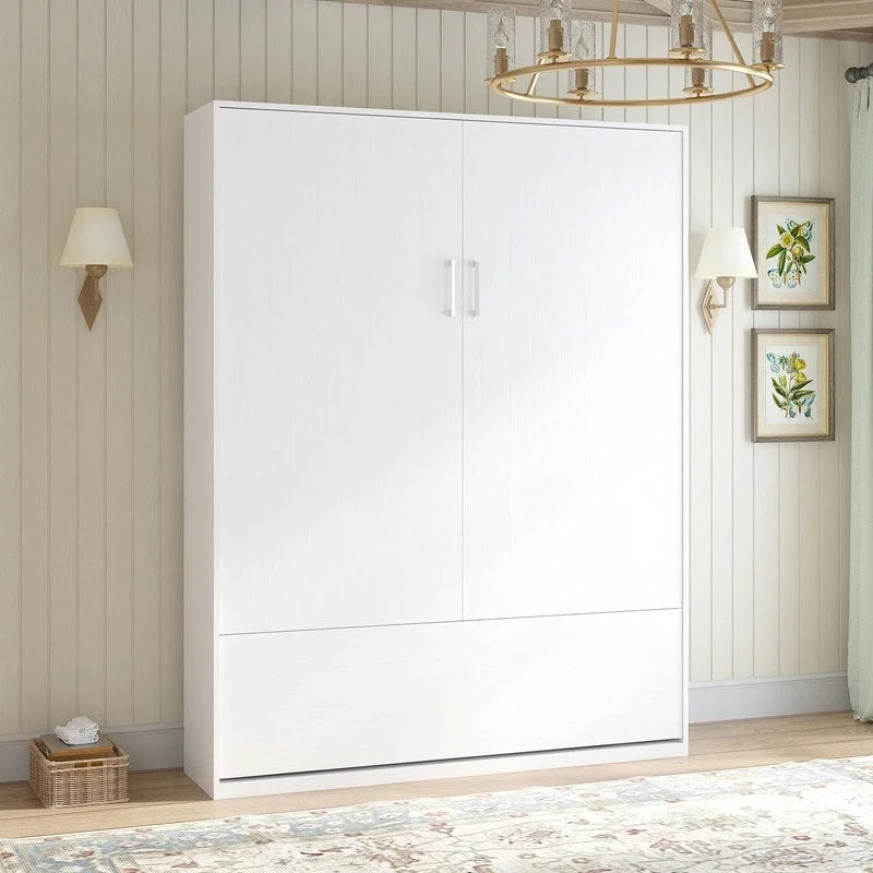 Mixoy Murphy Bed,Folding Wall Bed with 2 Side Cabinet Shelves