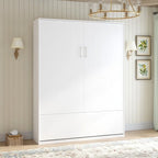 Mixoy Murphy Bed,Folding Wall Bed with 2 Side Cabinet Shelves