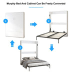 Mixoy Murphy Bed,Folding Wall Bed with 2 Side Cabinet Shelves