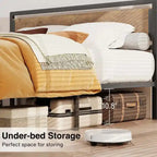 Full Queen Bed Frame with Headboard Sturdy Metal Platform Bed