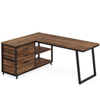Reversible L Shaped Desk With File Drawers, Corner Computer Desk