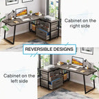 Reversible L Shaped Desk With File Drawers, Corner Computer Desk