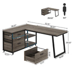 Reversible L Shaped Desk With File Drawers, Corner Computer Desk