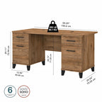 Bush Furniture Somerset 60W Office Computer Desk with Drawers